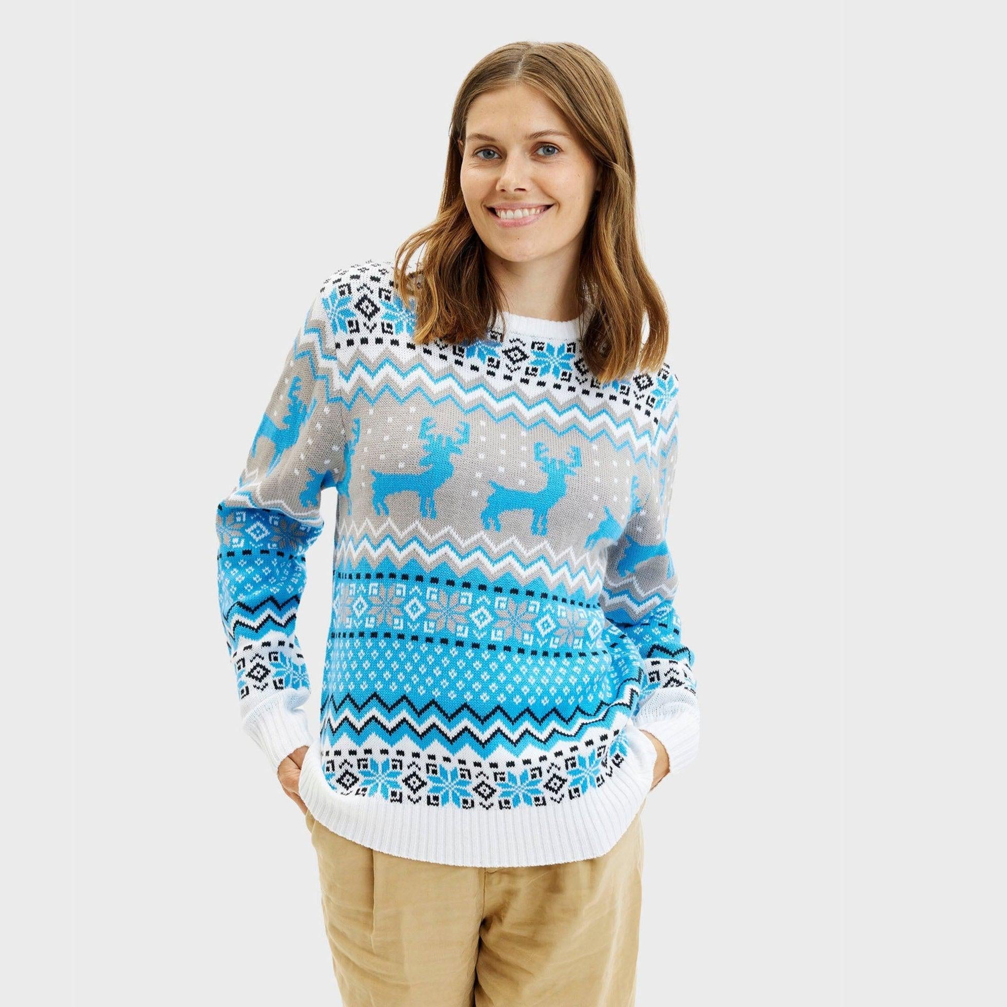 Traditional Blue Christmas Sweater β Women